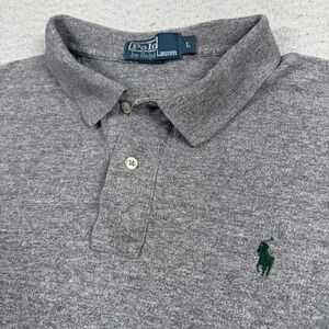 Polo‎ Ralph Lauren Shirt Men's Large Short Sleeve Golf Casual Gray Green Pony